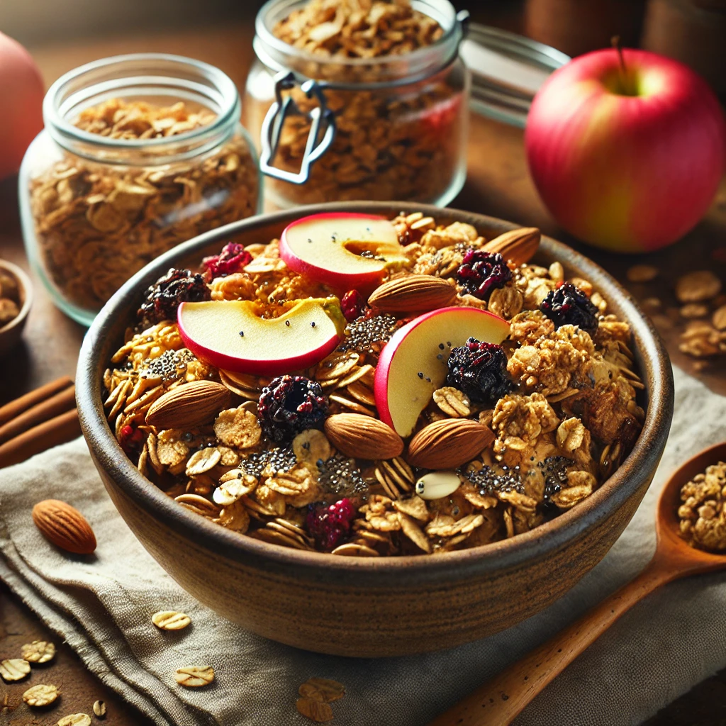 Fahéjas almás faepres granola